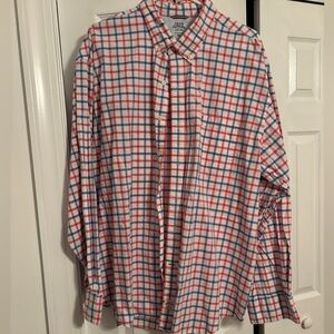 Izod Men's Red and Blue Plaid Button-Down Shirt